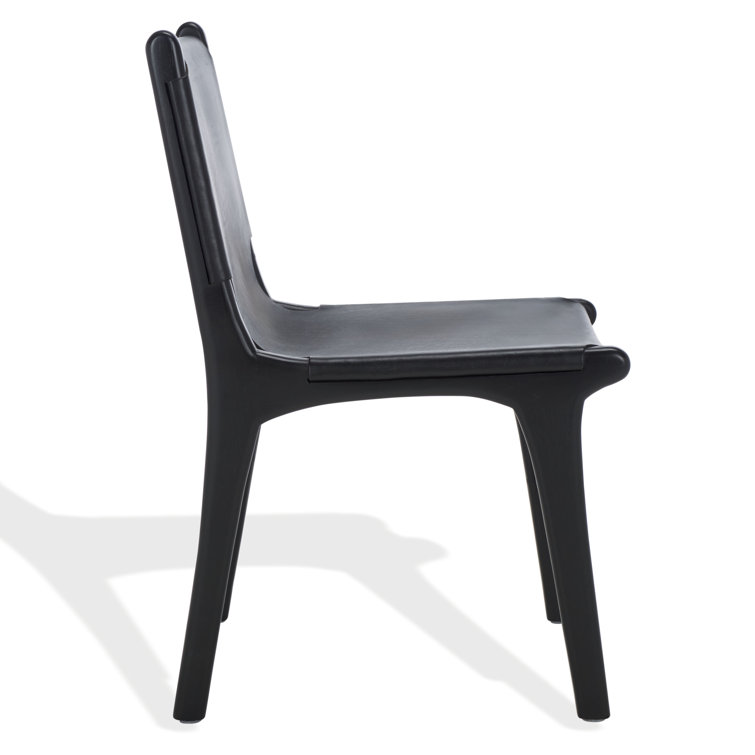 Cassaphina Black Leather Upholstered Teak Dining Chair Set