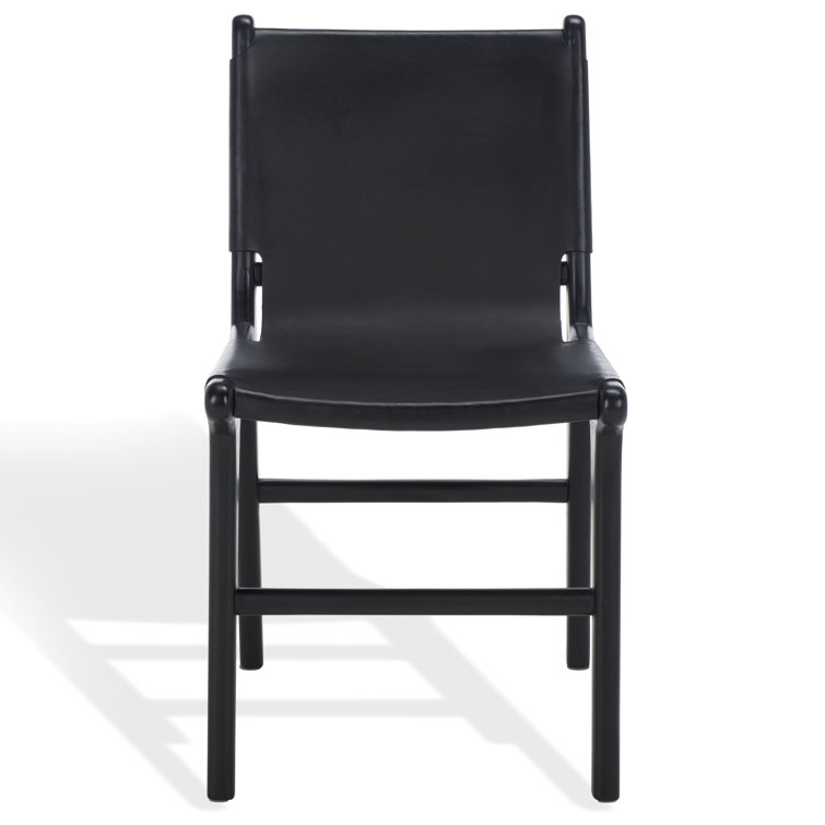 Cassaphina Black Leather Upholstered Teak Dining Chair Set