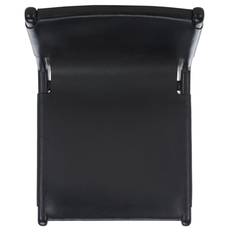 Cassaphina Black Leather Upholstered Teak Dining Chair Set