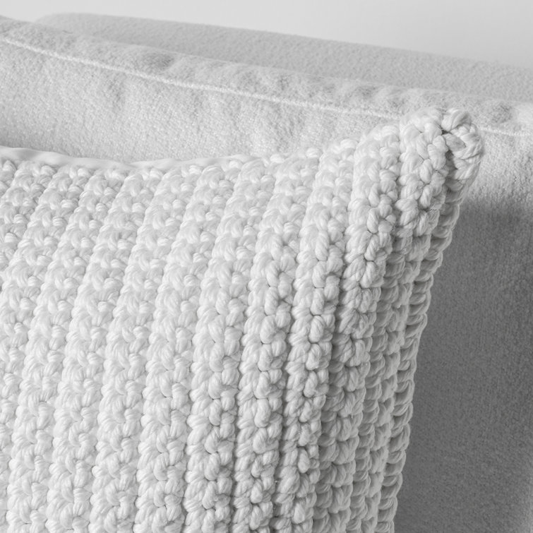 Henri White Braided Polyester Outdoor Pillow, 22" Square