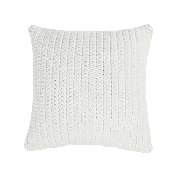 Henri White Braided Polyester Outdoor Pillow, 22" Square