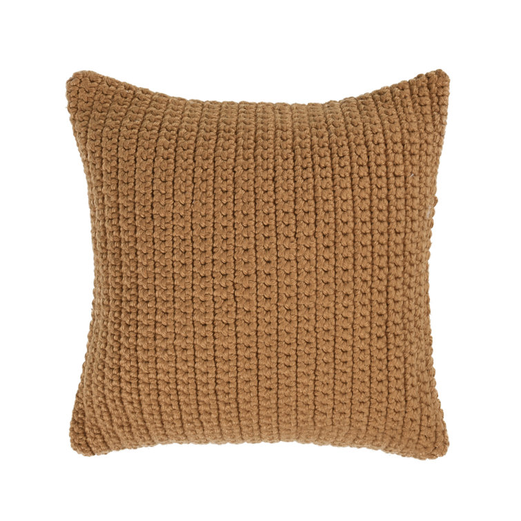 Amber Yellow 22" Square Braided Polyester Outdoor Pillow