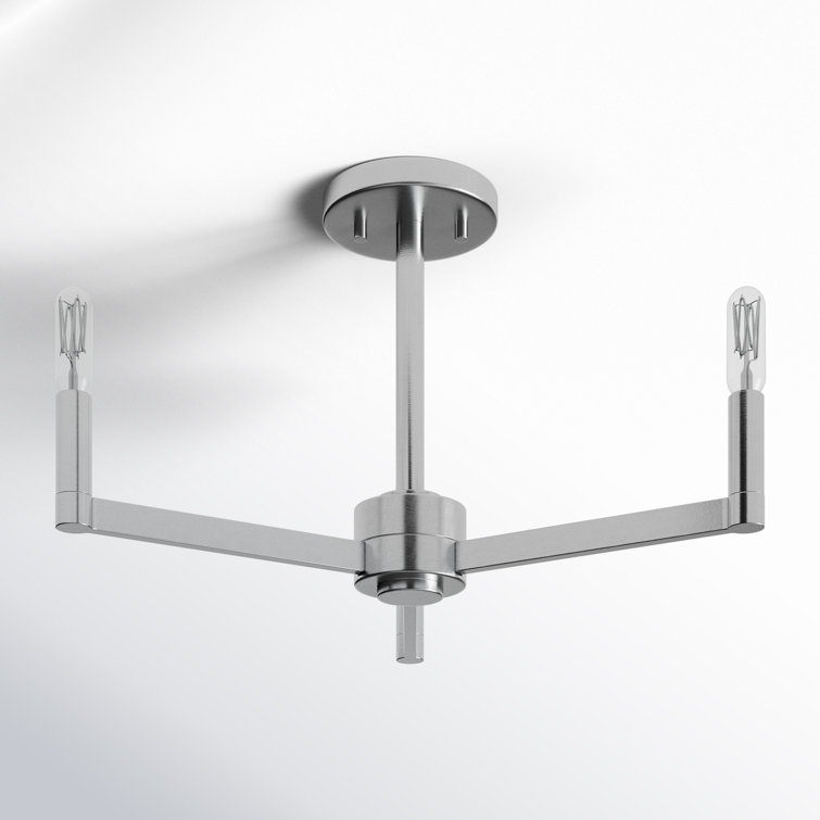 Fullton Brushed Nickel 3-Light Contemporary Semi-Flush Mount