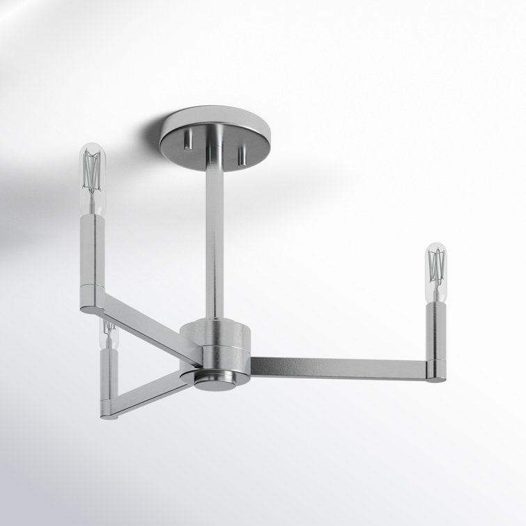 Fullton Brushed Nickel 3-Light Contemporary Semi-Flush Mount