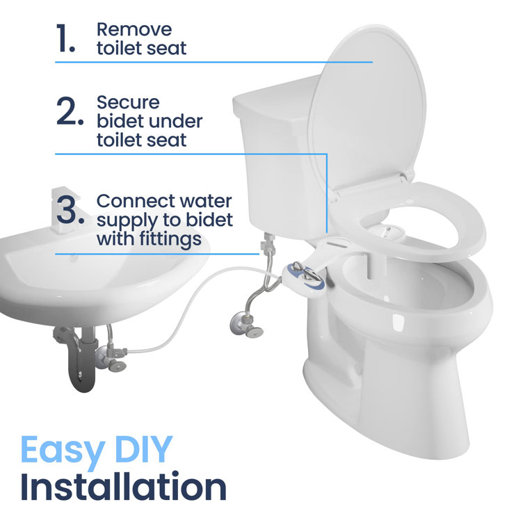 White Non-Electric Bidet Attachment with Adjustable Water Pressure