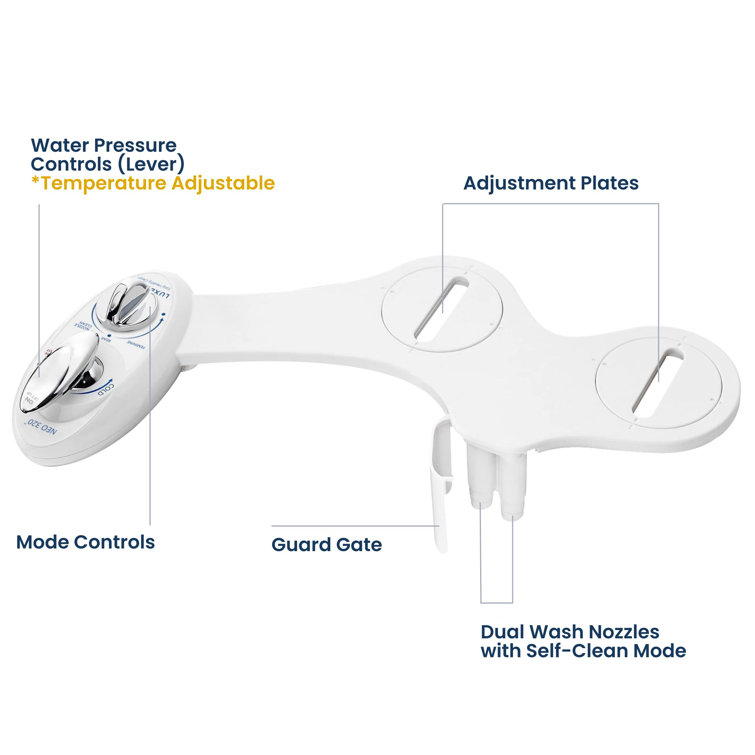 White Non-Electric Bidet Attachment with Adjustable Water Pressure