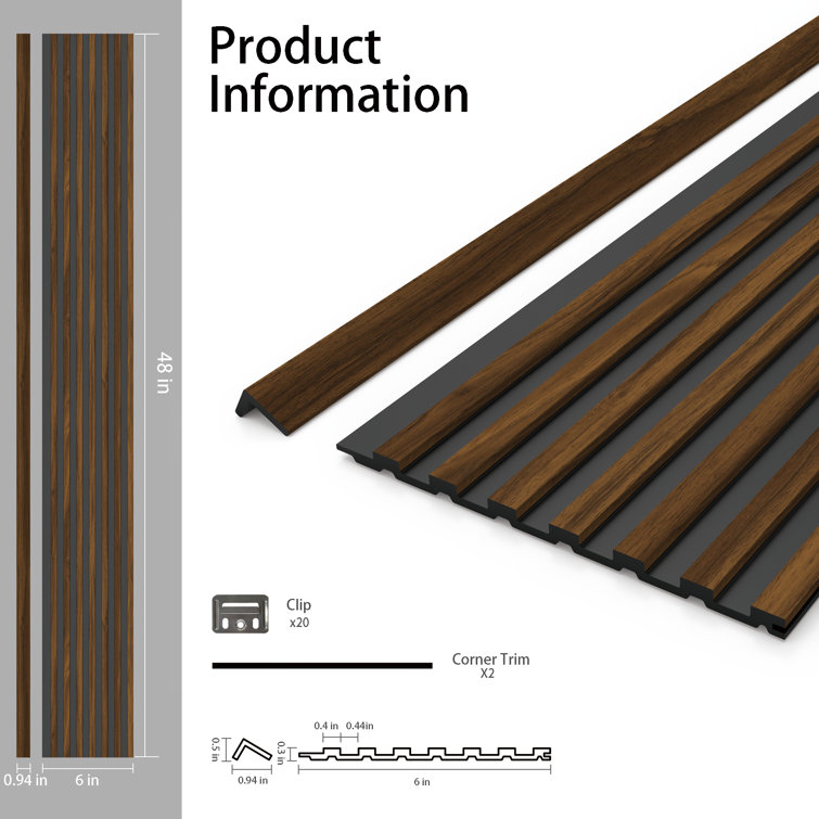 48" x 6" Brown and Black 3D Vinyl Wall Paneling
