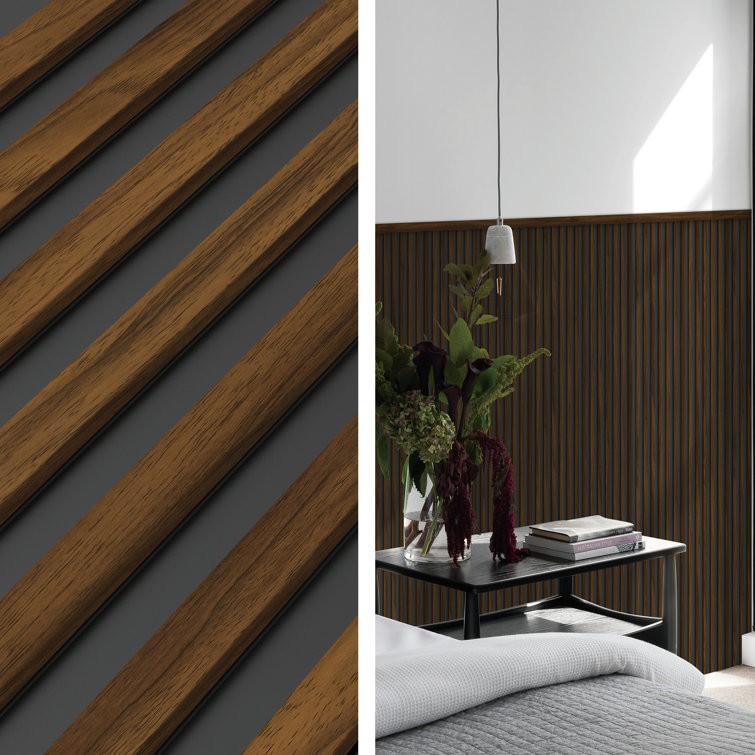 48" x 6" Brown and Black 3D Vinyl Wall Paneling