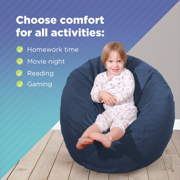 Natural Medium Cotton Bean Bag Chair with Removable Cover