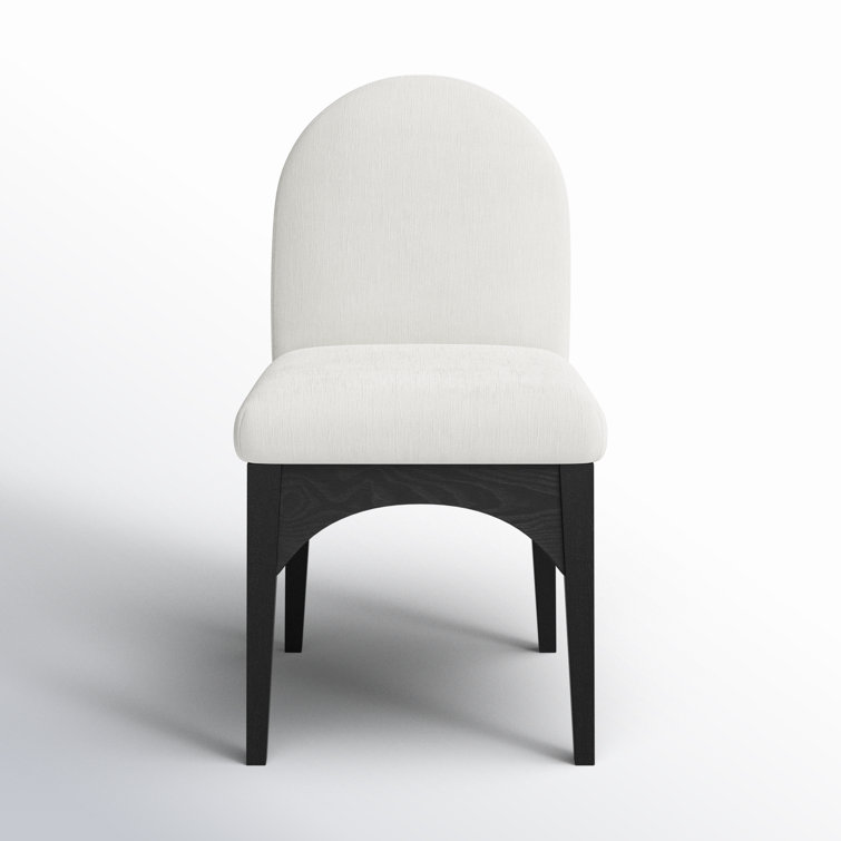 Cream Chenille Upholstered Side Chair with Black Ash Wood Legs