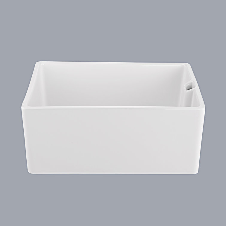 23.6" White Gloss Ceramic Undermount Single Bowl Kitchen Sink