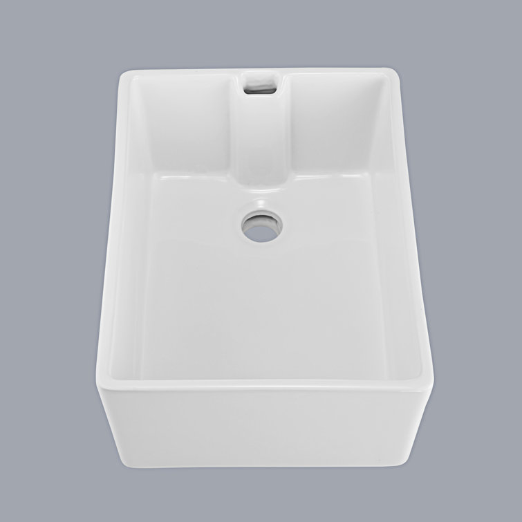 23.6" White Gloss Ceramic Undermount Single Bowl Kitchen Sink
