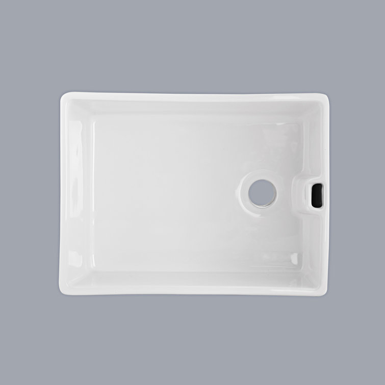 23.6" White Gloss Ceramic Undermount Single Bowl Kitchen Sink