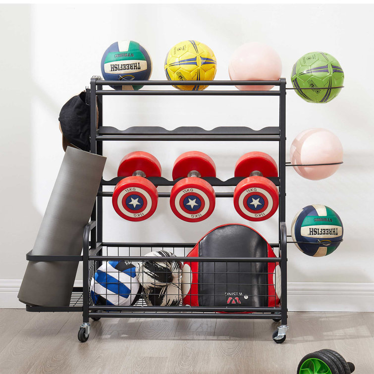 Black 4-Tier Metal Storage Organizer with Rolling Wheels