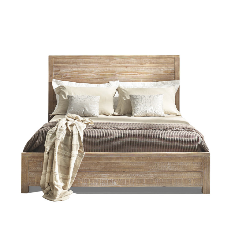 Montauk Rustic Off-White Solid Pine Wood King Bed