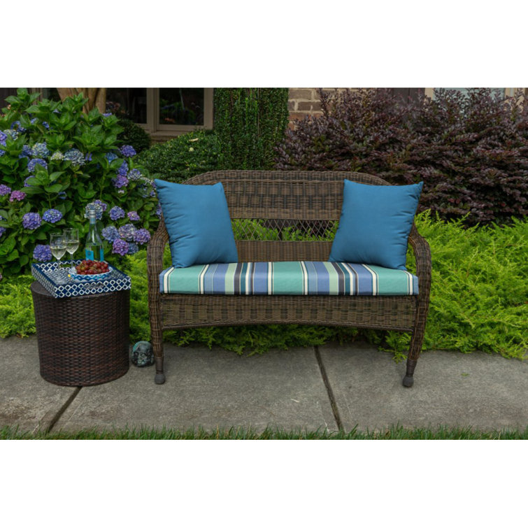 Dolce Oasis Striped Sunbrella Outdoor Settee Bench Cushion
