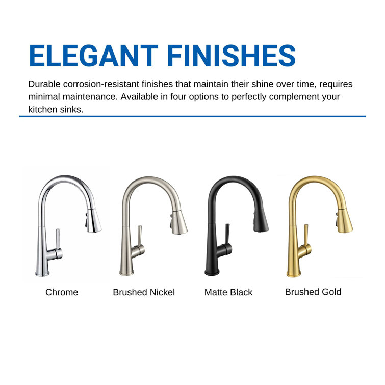 Brushed Gold Single Handle Pull-Down Kitchen Faucet