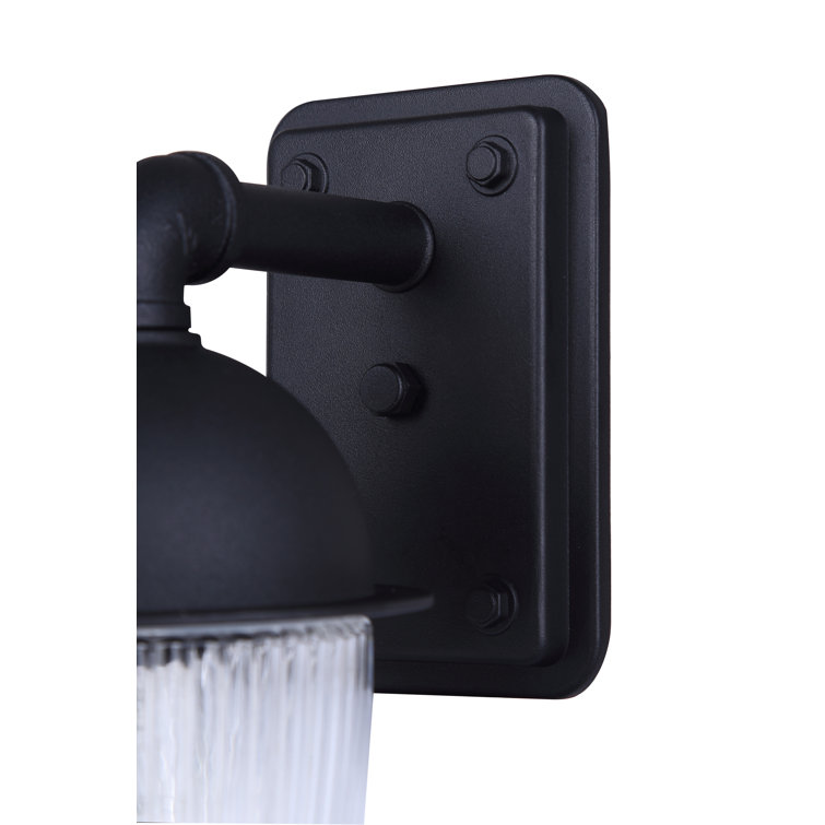 Matte Black 10" Outdoor Lantern with Clear Ribbed Glass