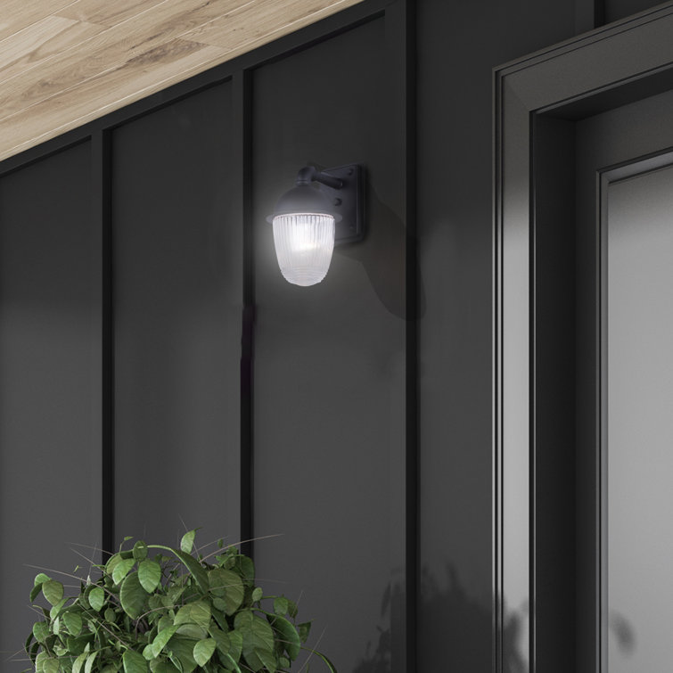 Matte Black 10" Outdoor Lantern with Clear Ribbed Glass