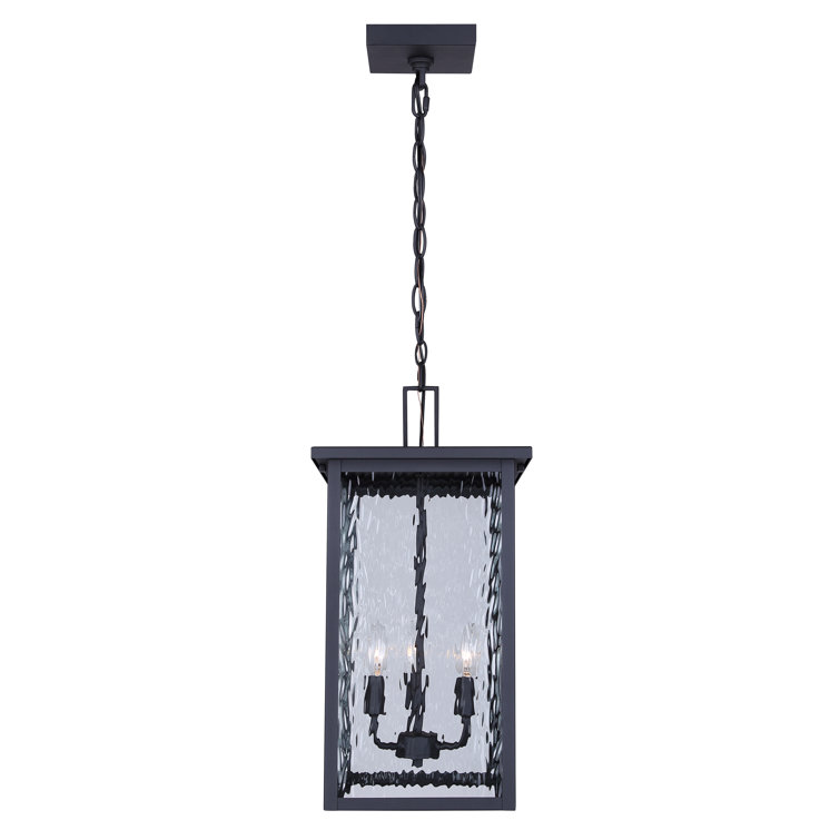 Matte Black Glass Rectangular Outdoor Pendant Light