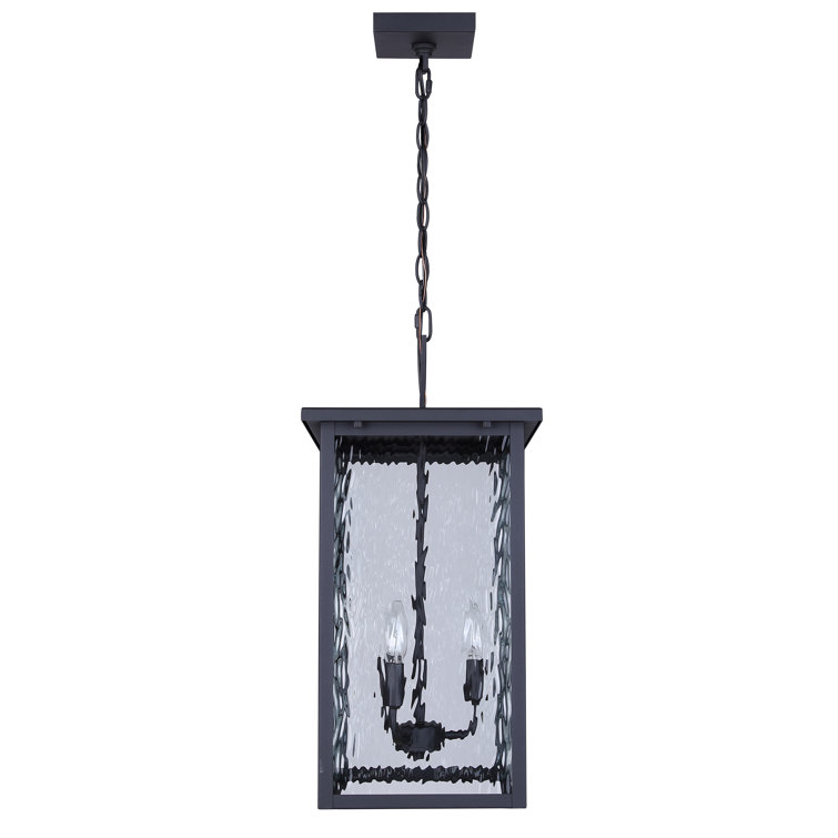Matte Black Glass Rectangular Outdoor Pendant Light