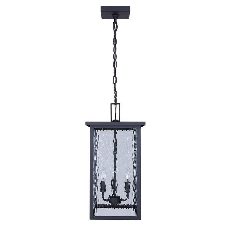 Matte Black Glass Rectangular Outdoor Pendant Light