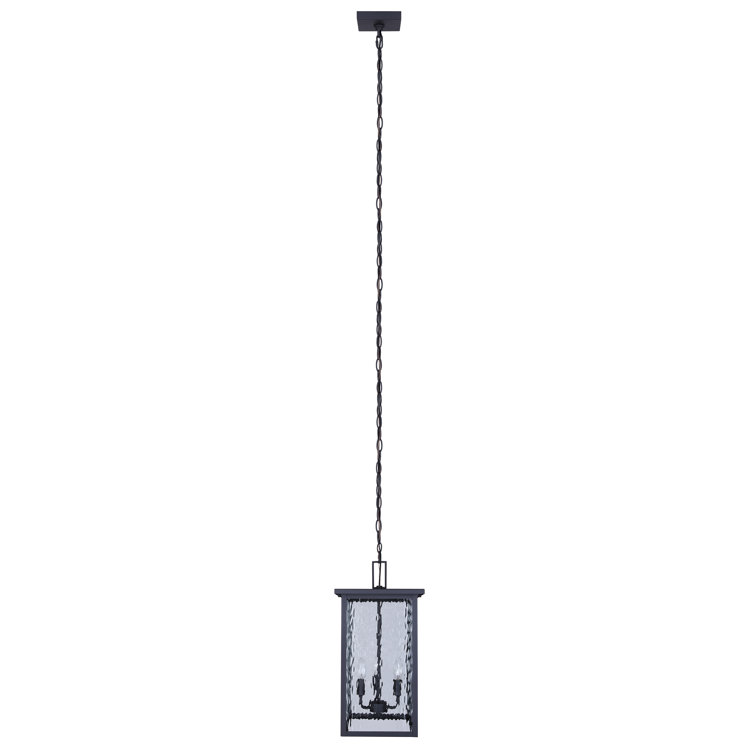 Matte Black Glass Rectangular Outdoor Pendant Light