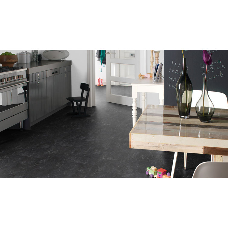 Black 12"x12" Waterproof Cork Backed Laminate Floor Tiles