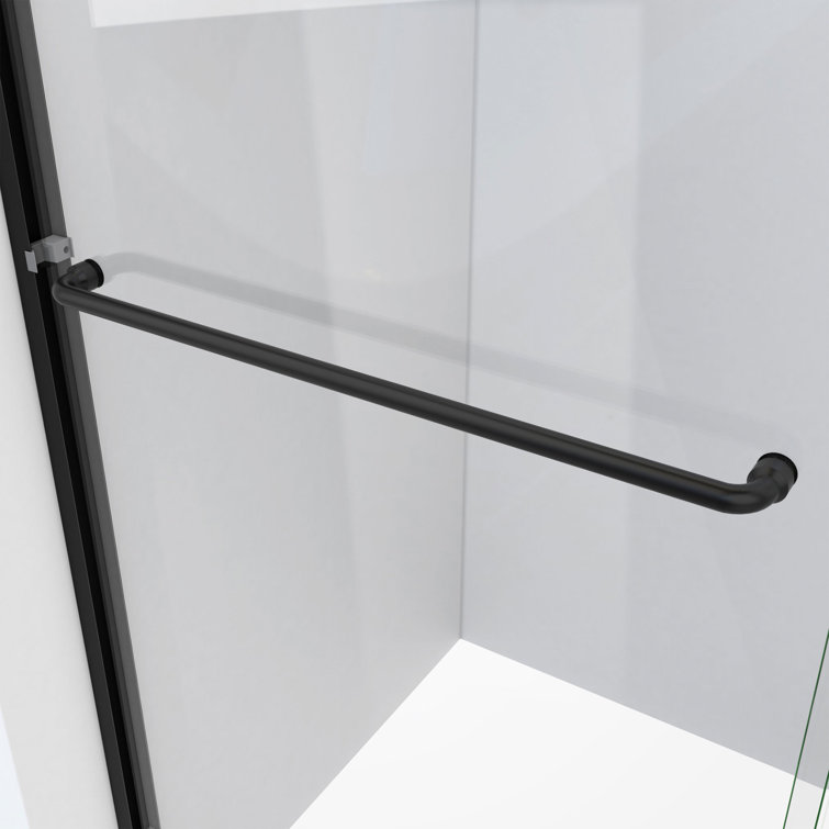 Matte Black 60" x 70" Semi-Frameless Sliding Shower Door with Clear Glass