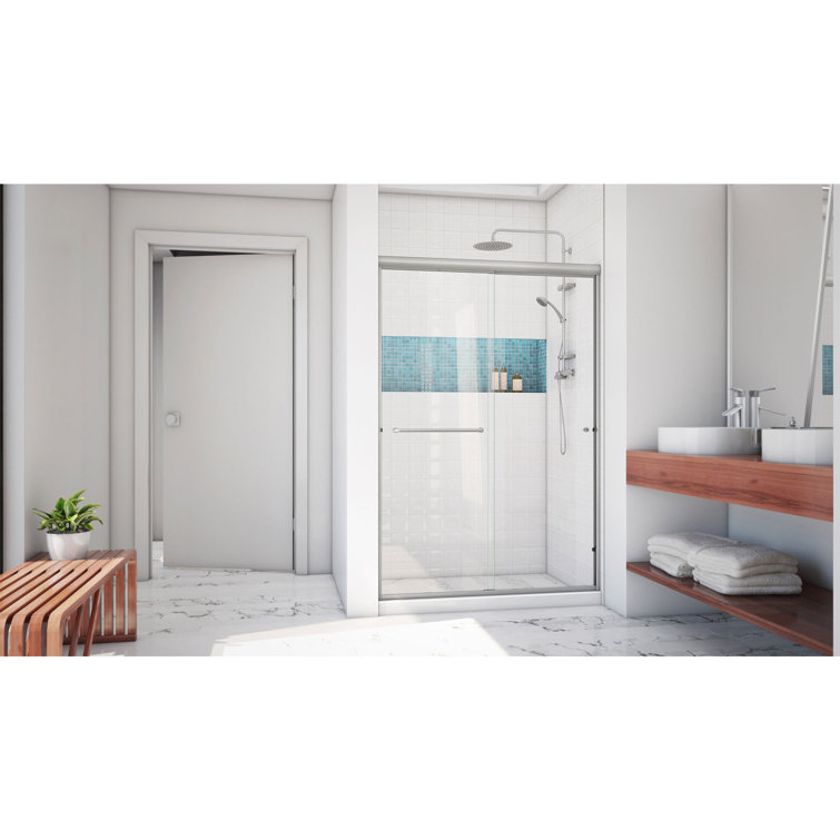 Alliance Pro Nickel Semi-Frameless Sliding Shower Door with Clear Glass