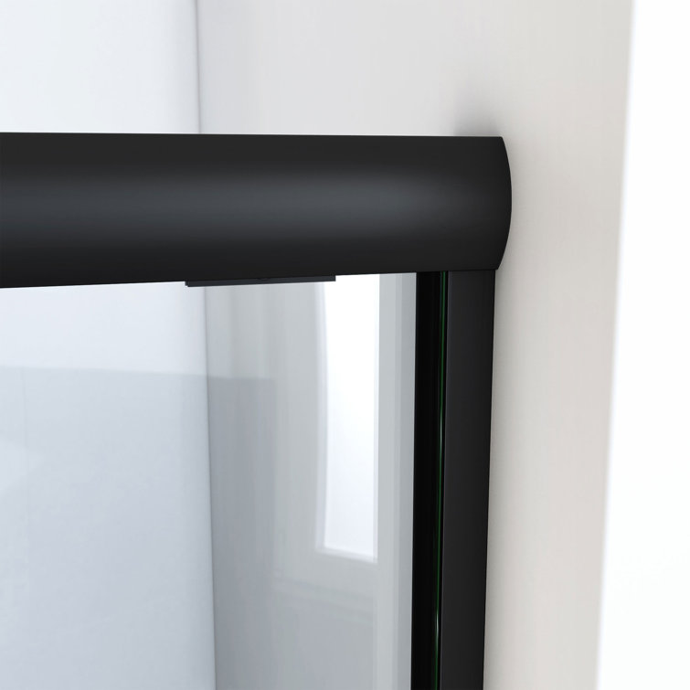 Matte Black 60" x 70" Semi-Frameless Sliding Shower Door with Clear Glass