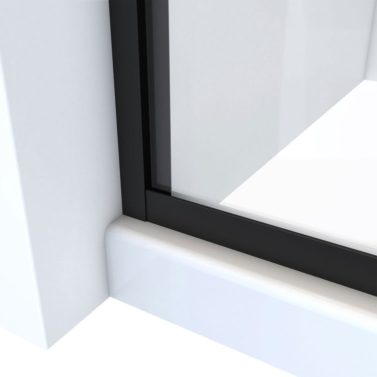 Matte Black 60" x 70" Semi-Frameless Sliding Shower Door with Clear Glass