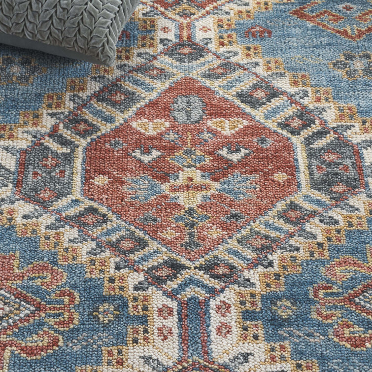 Hand-Knotted Samarkand Blue & Green Wool 6' x 9' Area Rug