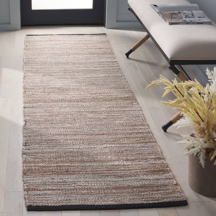 Natural and Grey Handwoven Cotton and Jute Area Rug, 3' x 5'