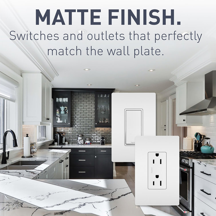 White Tamper Resistant Decorator Outlet with Wall Plate