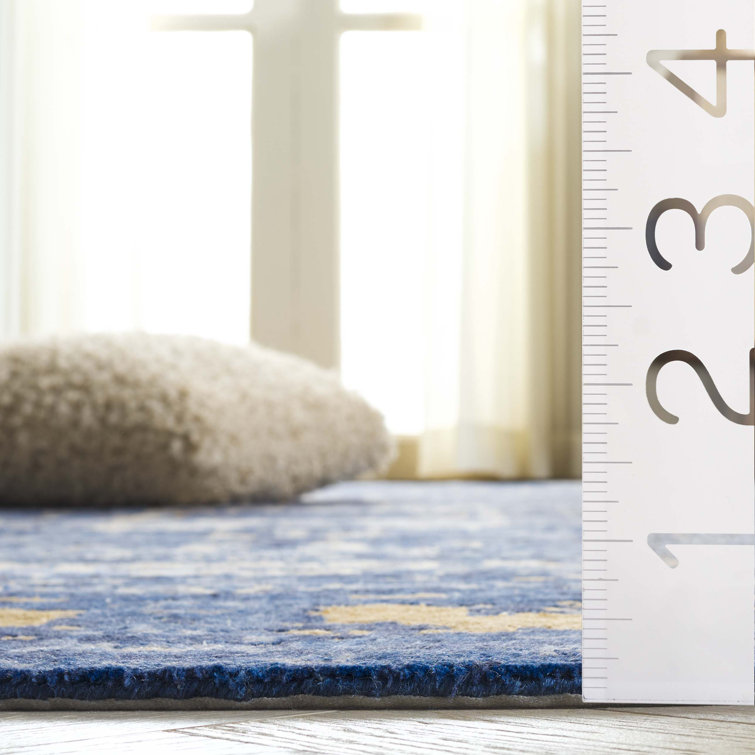 Twilight Blue Hand-Knotted Wool Silk 6' x 9' Rug