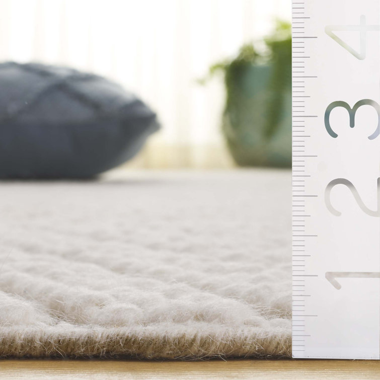 Handmade Ivory Diamond Trellis Wool and Cotton Rug