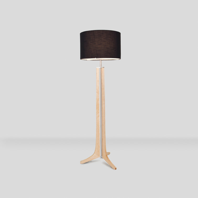 Forma 72" Black Shade Maple & Brushed Aluminum LED Floor Lamp