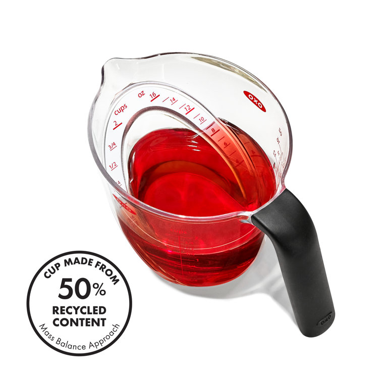 Clear 2-Cup Angled Plastic Measuring Cup with Black Handle