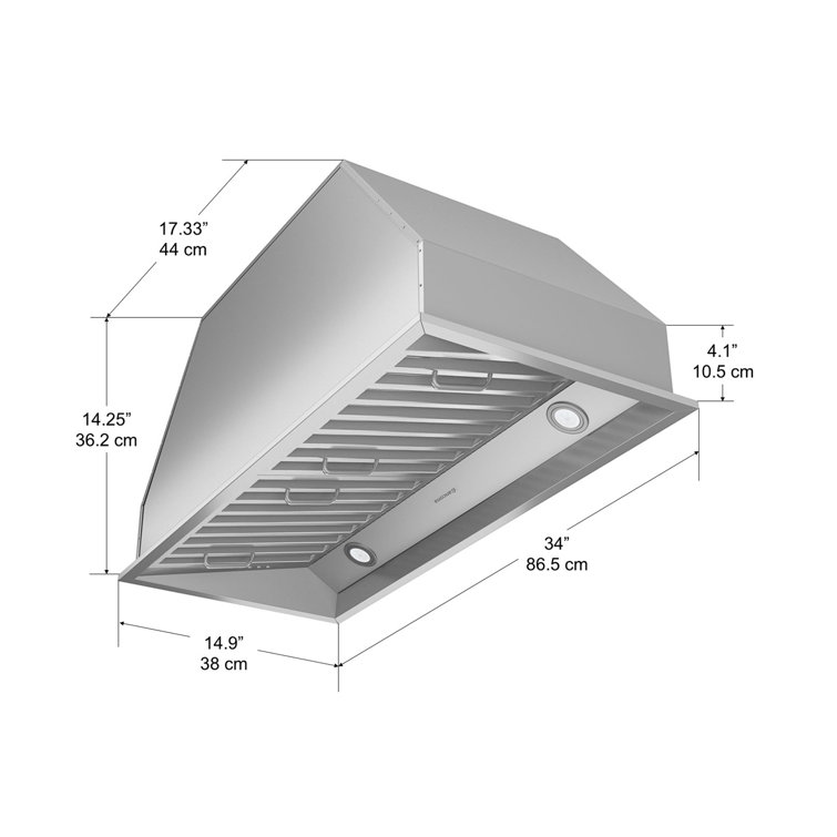 Ancona 34" Stainless Steel Insert Range Hood with Baffle Filter