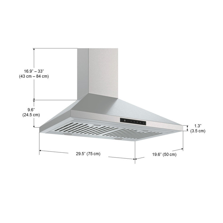 Ancona 30" Stainless Steel Convertible Wall Mounted Range Hood
