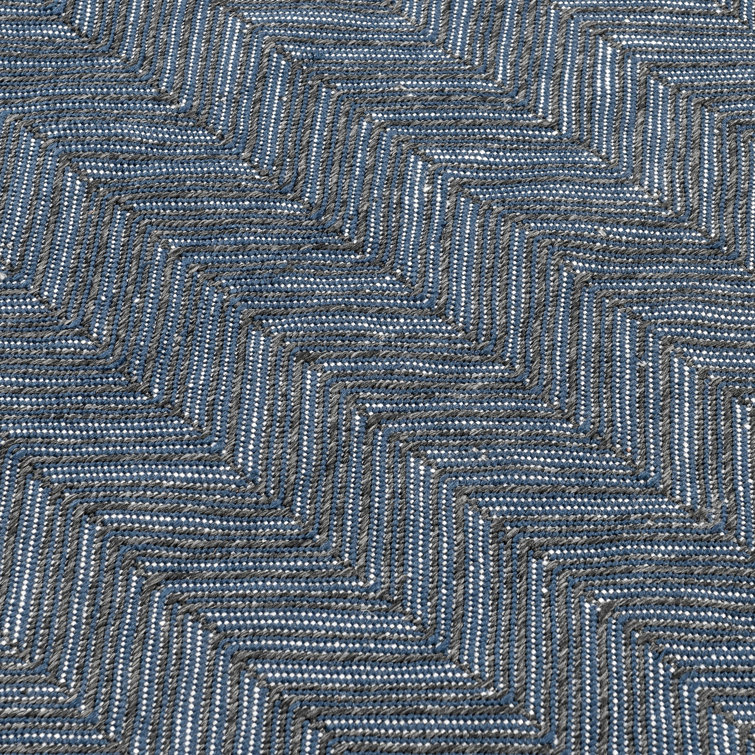Navy Herringbone Handwoven Reversible Medium Rug