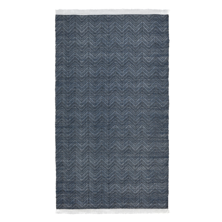 Navy Herringbone Handwoven Reversible Medium Rug