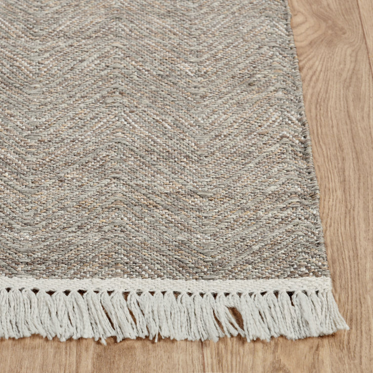 Dune Gray Herringbone Flat Woven 5' x 8' Indoor/Outdoor Rug