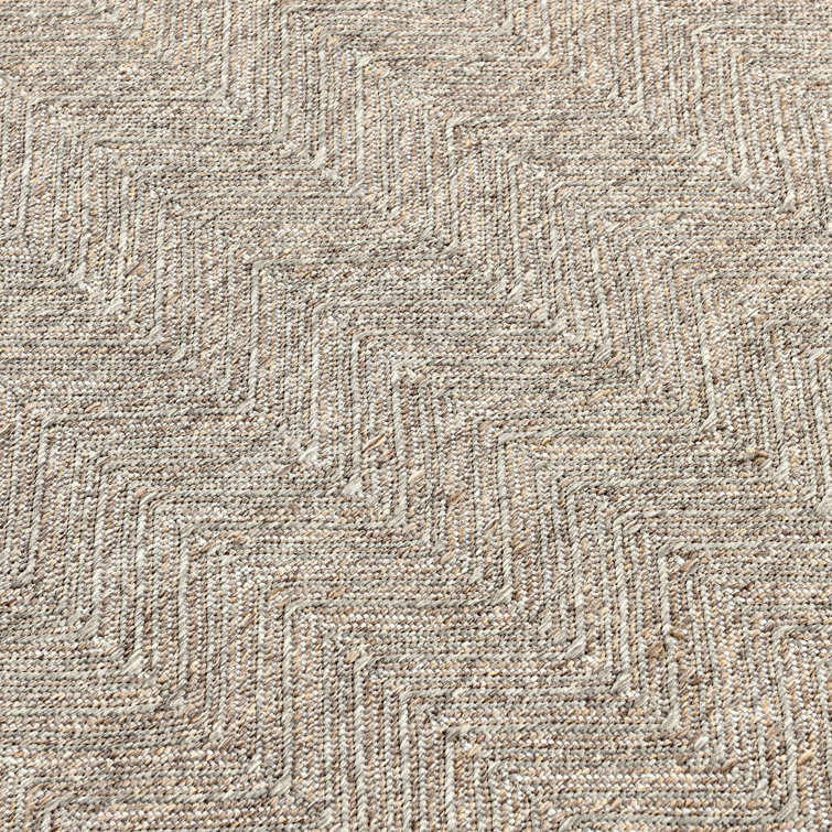 Dune Gray Herringbone Flat Woven 5' x 8' Indoor/Outdoor Rug