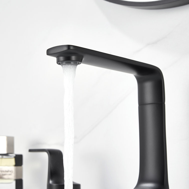 Matte Black Widespread 2-Handle Bathroom Faucet with Metal Push Pop-Up Drain