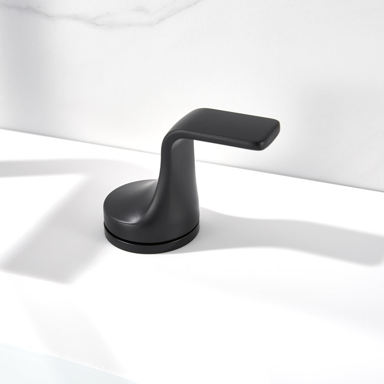 Matte Black Widespread 2-Handle Bathroom Faucet with Metal Push Pop-Up Drain
