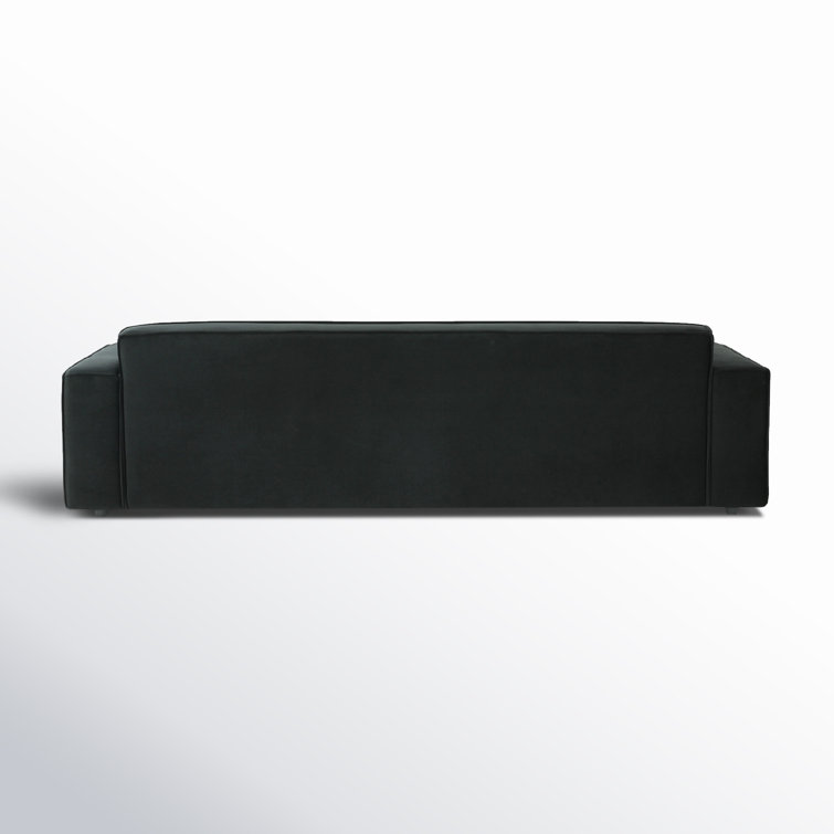 Amada 97" Black Velvet Upholstered Sofa with Square Arms
