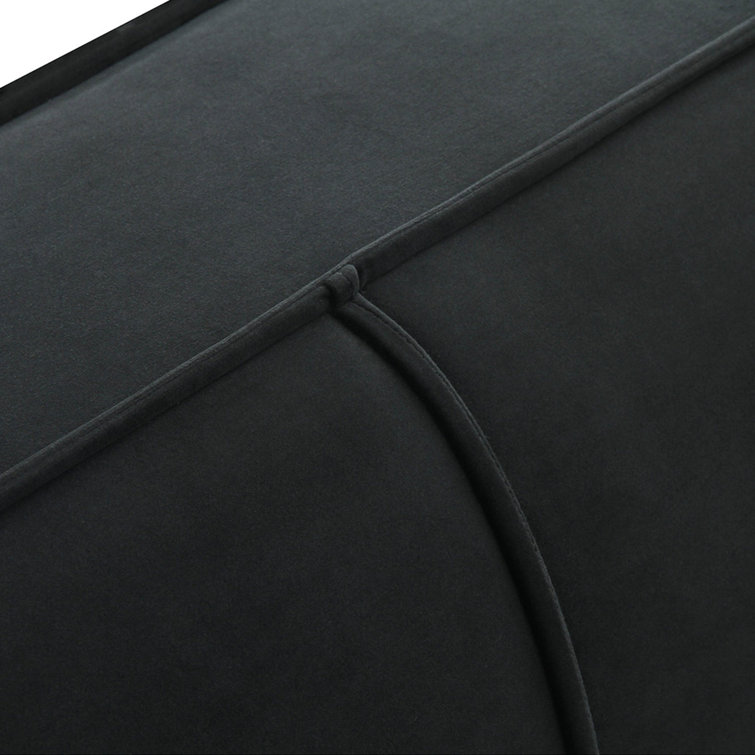 Amada 97" Black Velvet Upholstered Sofa with Square Arms