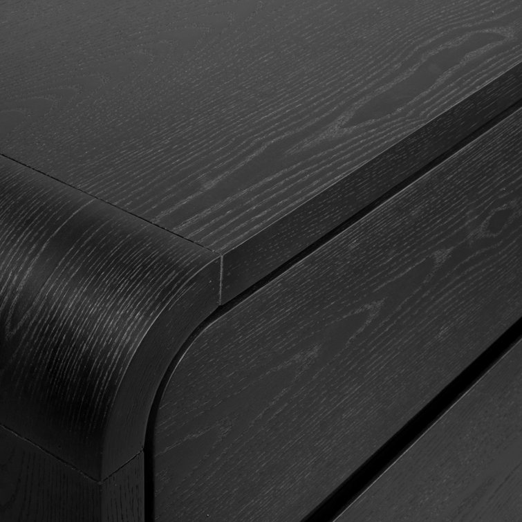 Elora Modern Farmhouse Jet Black Ash 2-Drawer Nightstand